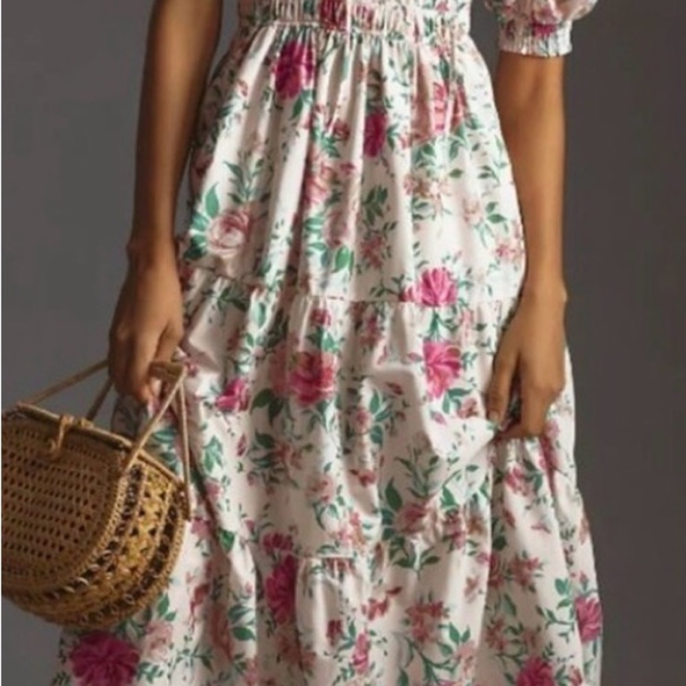 Floral Pink and Green Women's Dress